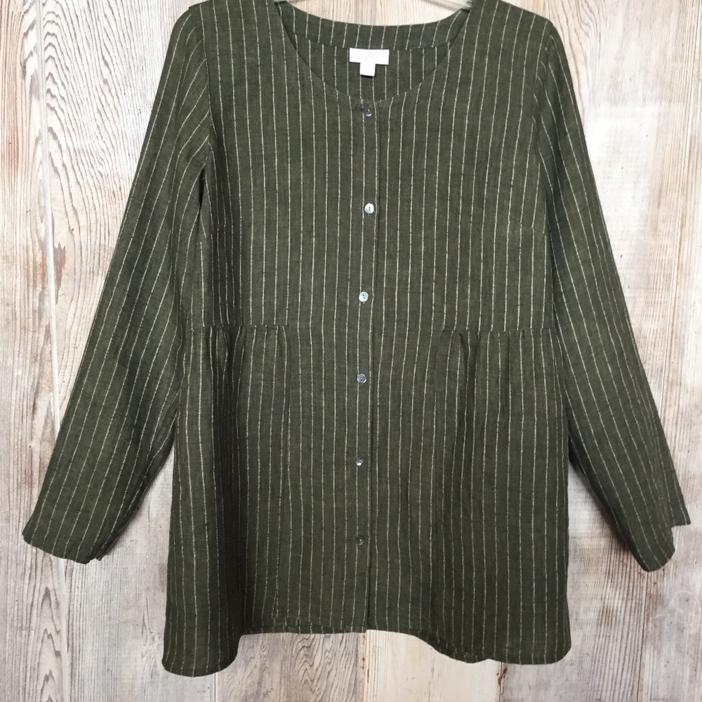 J Jill Top Linen Button Front Small